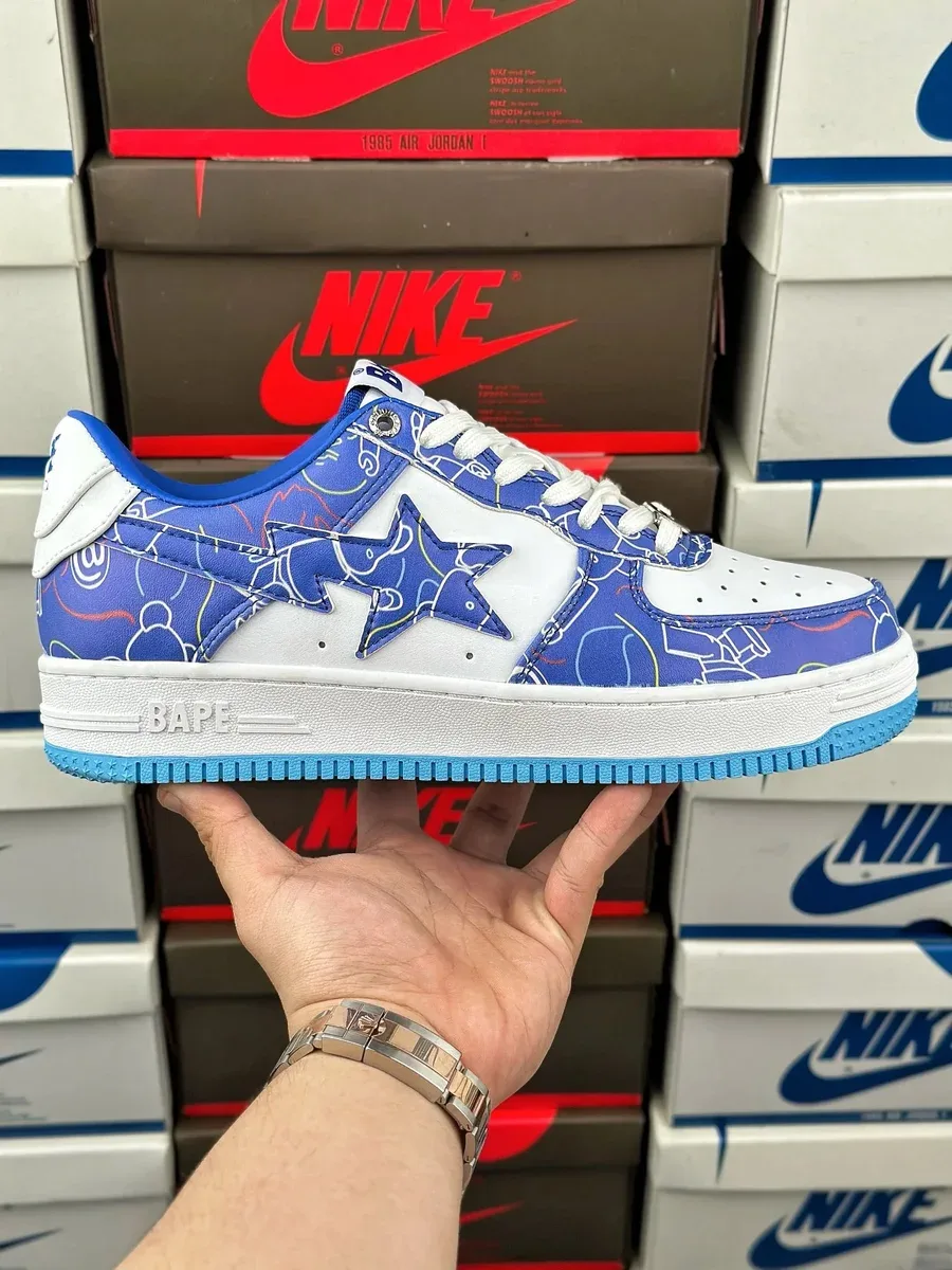 A Bathing Ape A Bathing Ape BAPE STA Blue & White Sneakers Blue - 1