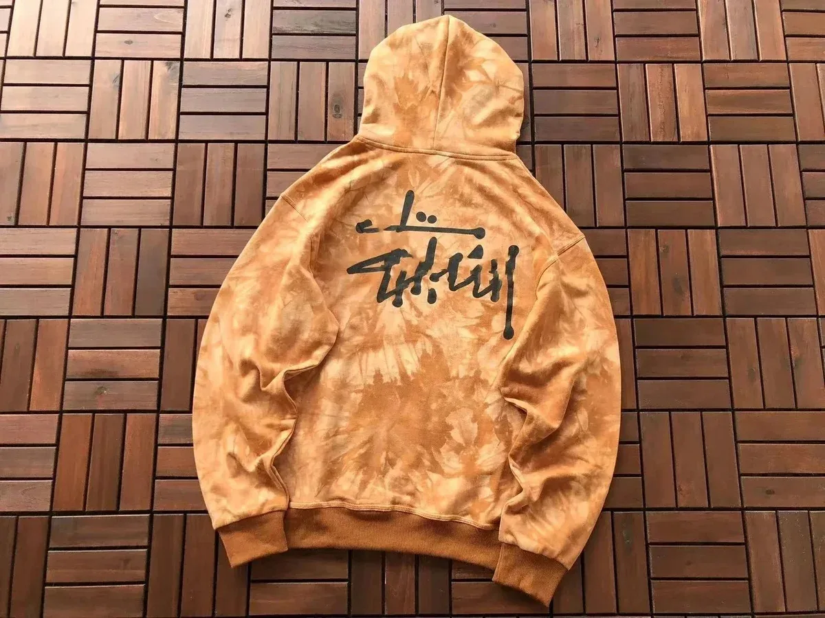 Stussy Unisex Tie-Dye Hoodie with Script Logo Orange - 1