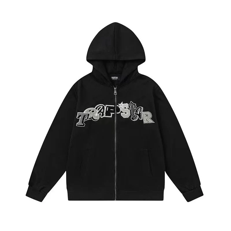 Trapstar Trapstar Black Zip-Up Hoodie with Embroidered Logo Black - 1