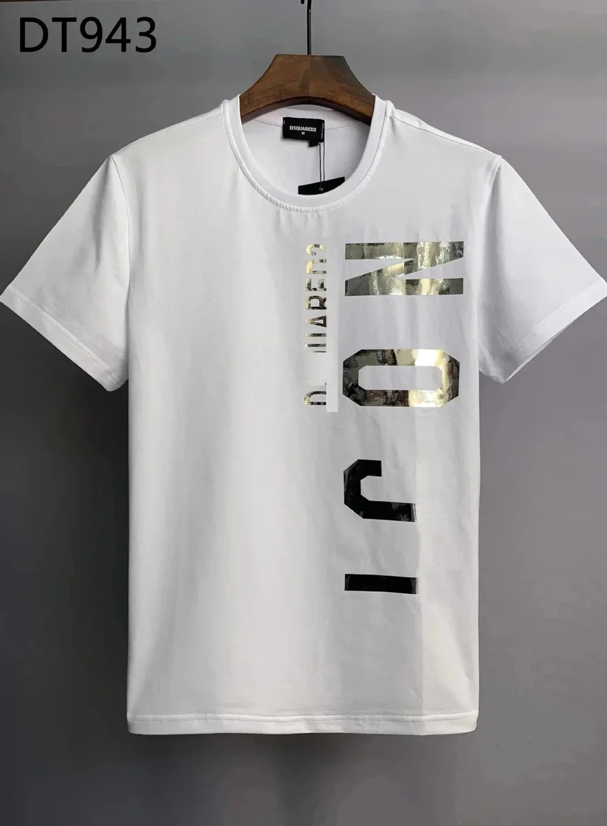 DSQUARED2 DSQUARED2 DT943 White T-Shirt with Gold & Black Graphic White - 1