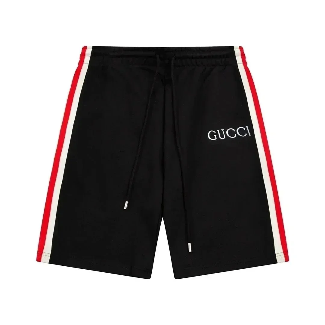 Gucci Gucci Black Red & White Side Stripe Shorts Black - 1