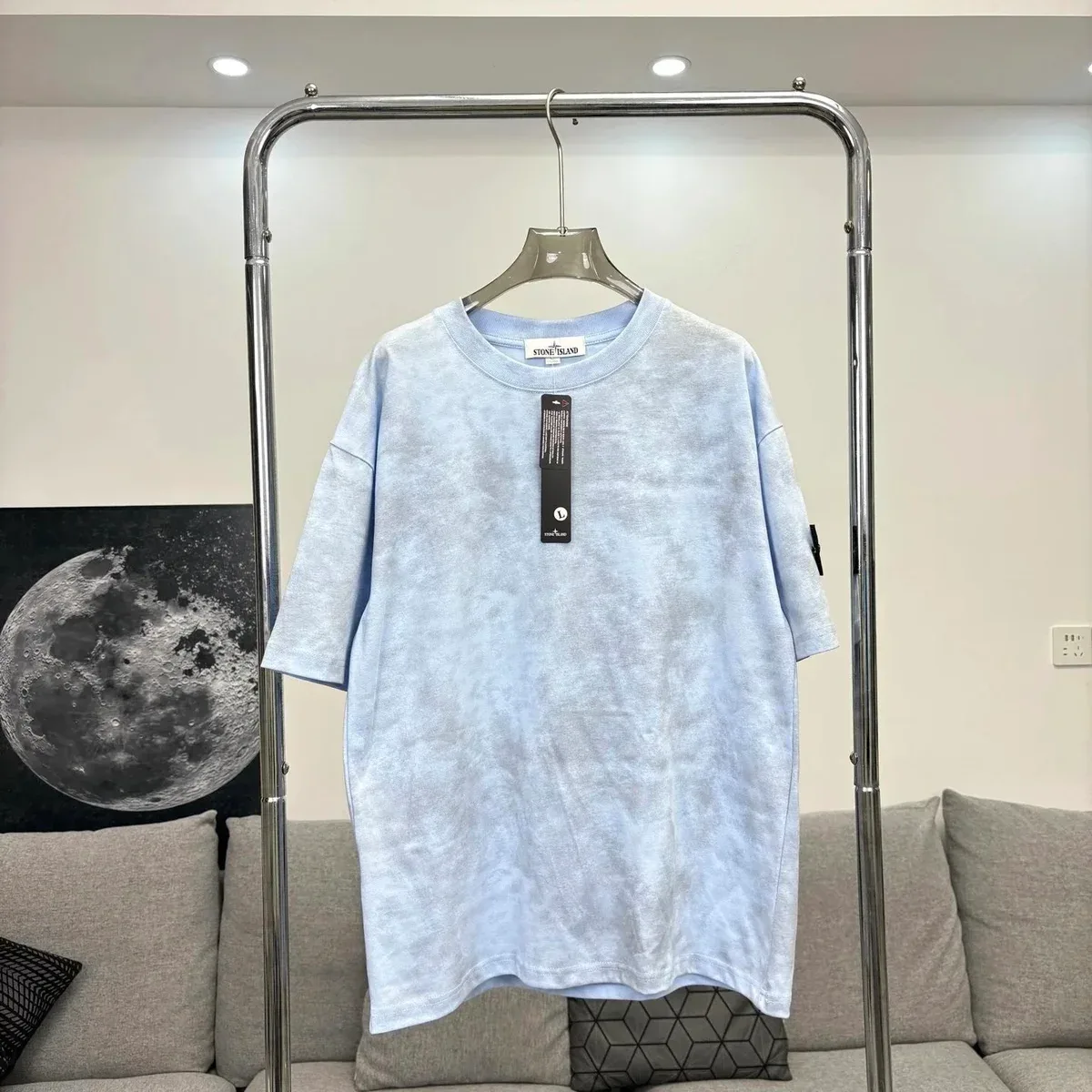 Stone Island Stone Island Light Blue Oversized T-Shirt Blue