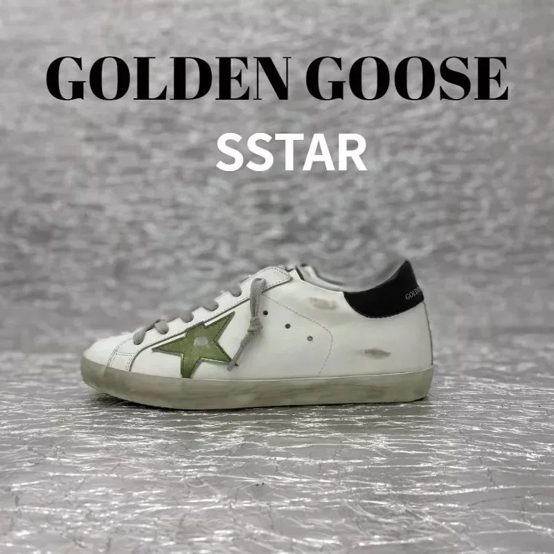Golden Goose Golden Goose Super-Star White Green Star Sneakers White