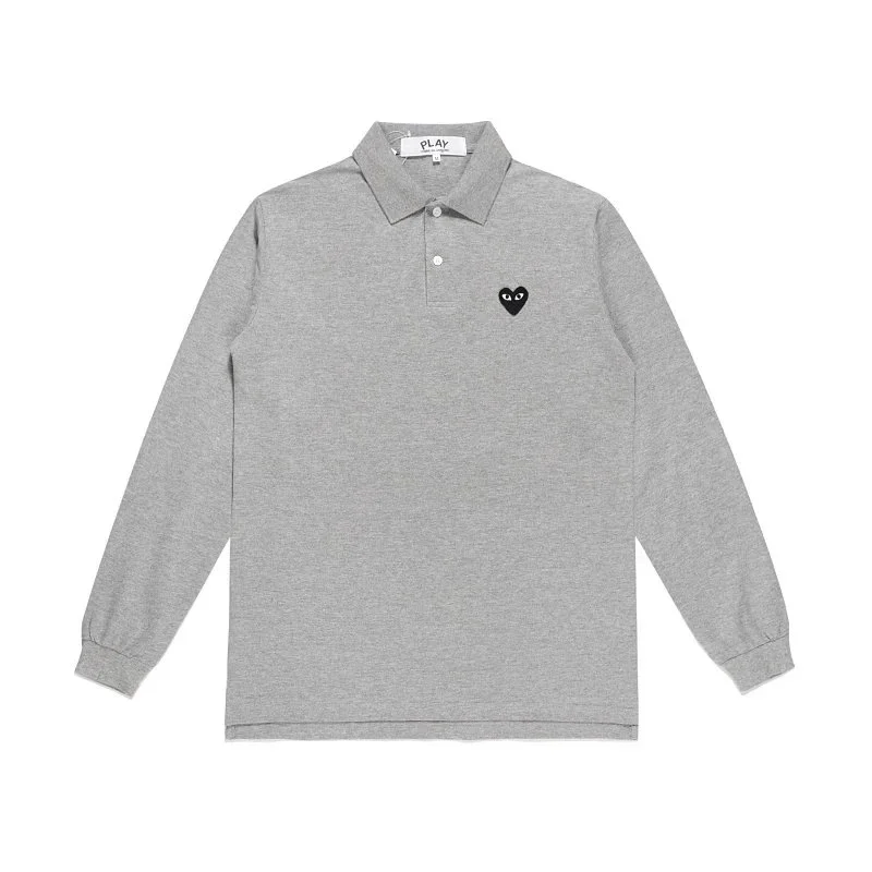 Comme des Garçons Comme des Garçons Play Grey Long Sleeve Polo Shirt Grey - 1