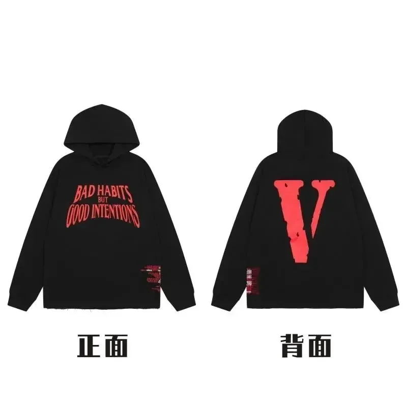 VLONE Vlone Black 'Bad Habits But Good Intentions' Hoodie Black - 1