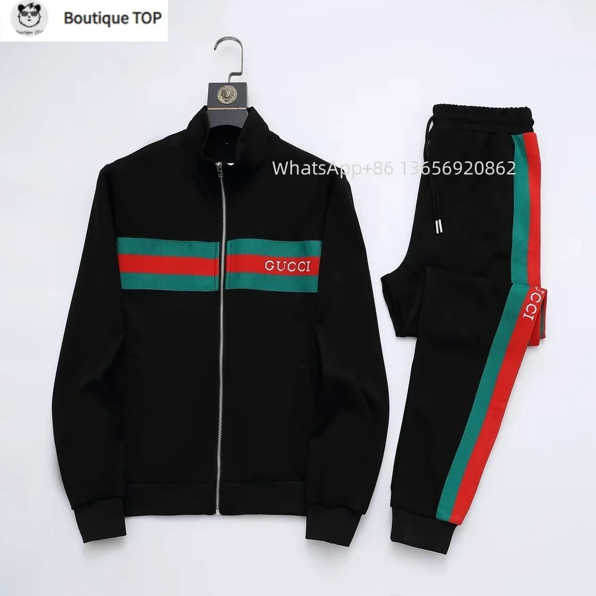 Gucci Gucci Black Red & Green Stripe Tracksuit Set Black - 1