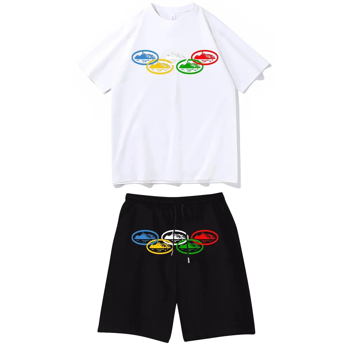 Other Olympic Rings Co-ord Set: White T-Shirt & Black Shorts White - 1