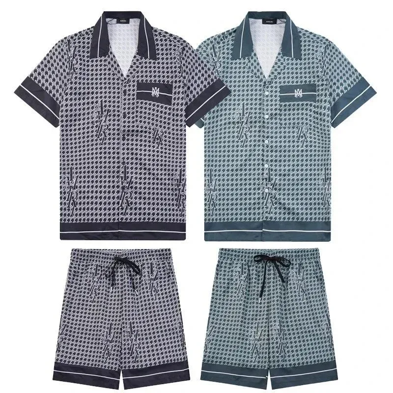 Other Men's Patterned Short Sleeve Pajama Set Grey - 1