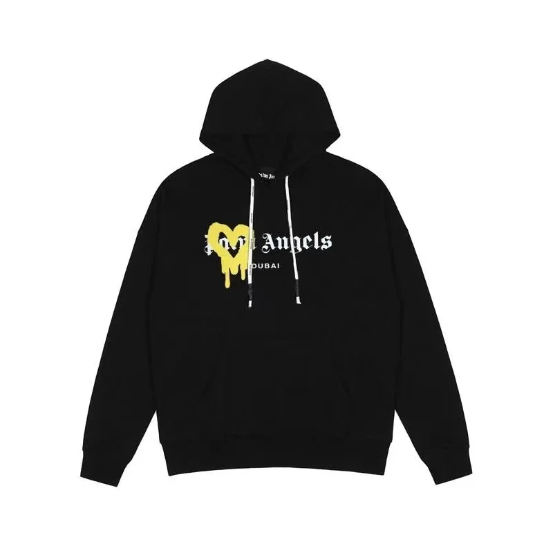 Palm Angels Palm Angels Bear Black Hoodie with Yellow Heart Print Black - 1