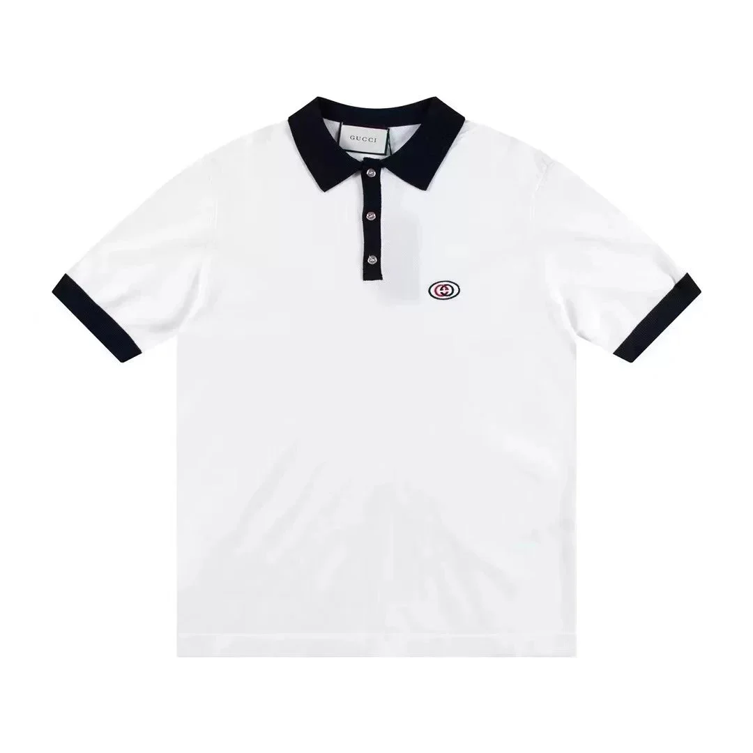Gucci Gucci White & Navy Contrast Polo Shirt White - 1