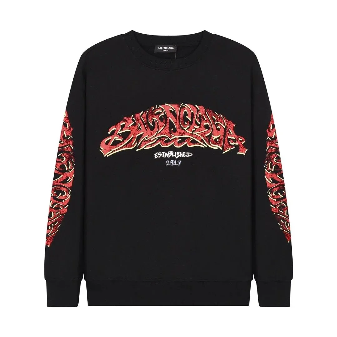 Balenciaga Balenciaga Black Red Graffiti Print Sweatshirt Black - 1