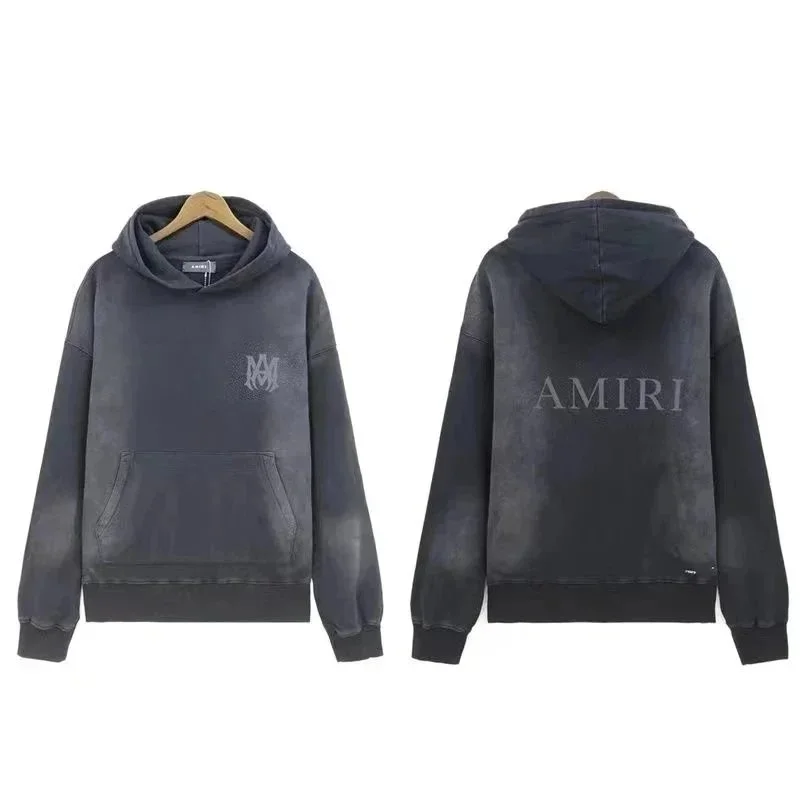 Amiri Amiri Dark Wash Hoodie Sweatshirt Grey - 1