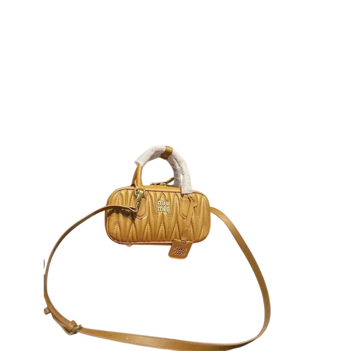 Miu Miu Miu Miu Tan Quilted Leather Crossbody Bag Brown - 1