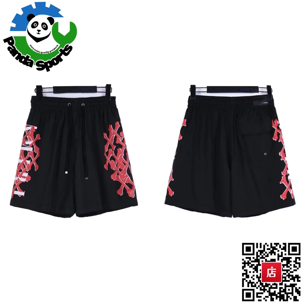 Other Black Red Cross Print Shorts Black - 1