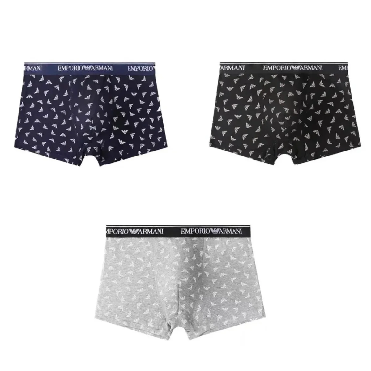Armani Emporio Armani Men's Boxer Briefs with Eagle Logo Print Black - 1