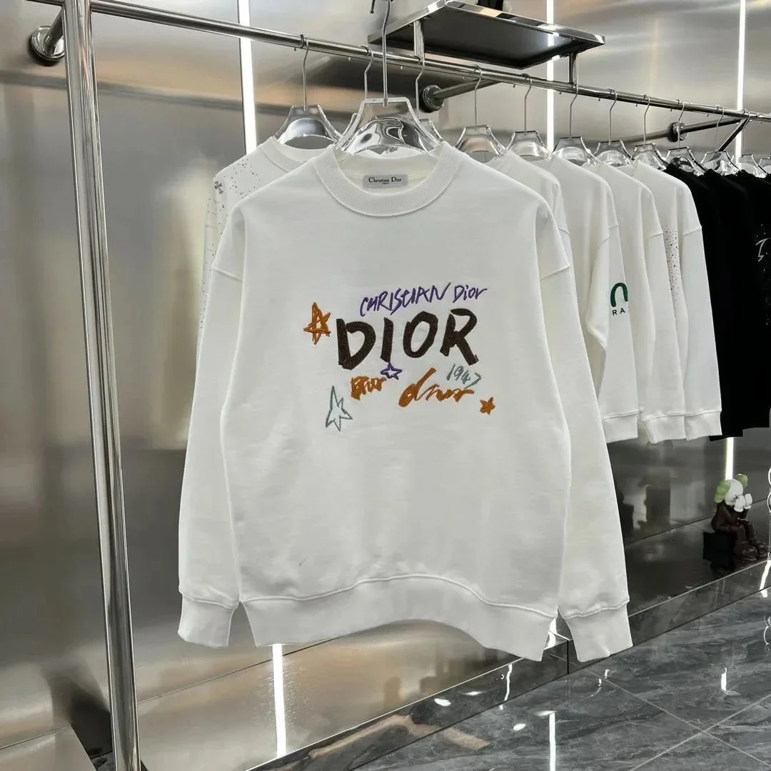 Dior Christian Dior White Embroidered Logo Sweatshirt White - 1