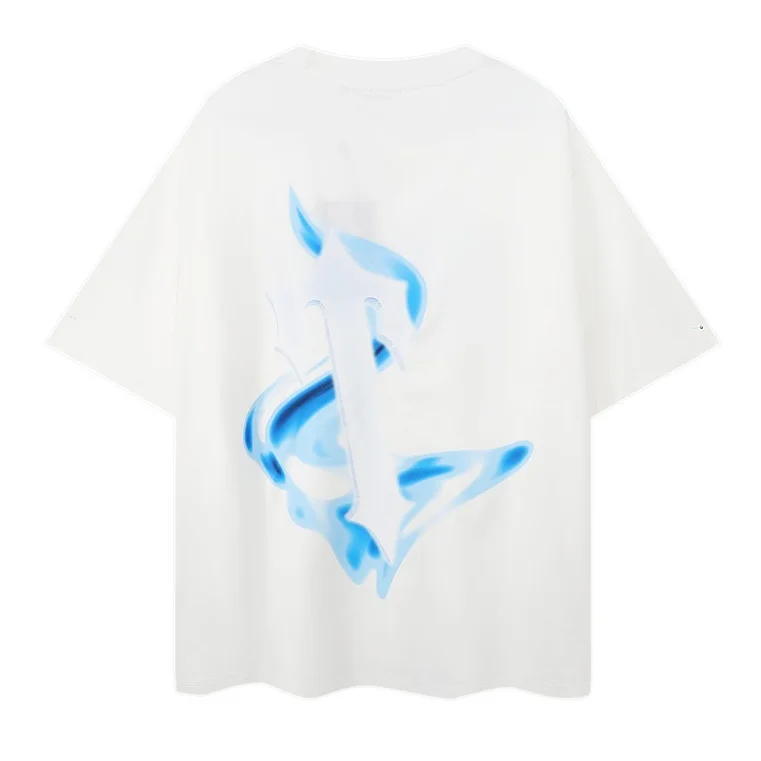 Other White Oversized T-Shirt with Blue Abstract Print White - 1