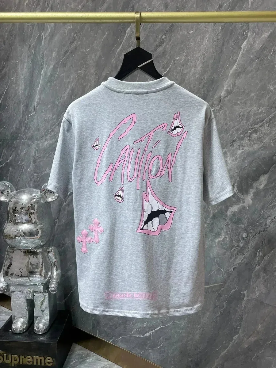 Chrome Hearts Chrome Hearts Grey 'Caution' Graphic T-Shirt Grey - 1