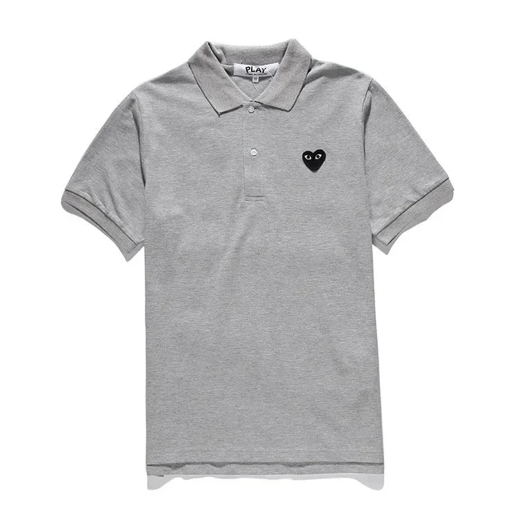 Comme des Garçons Comme des Garçons Play Grey Polo Shirt with Black Heart Logo Grey - 1