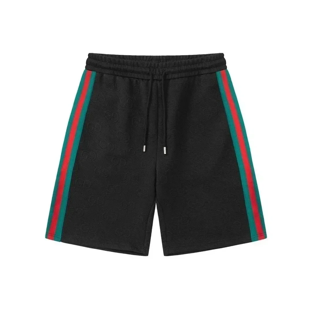 Gucci Gucci GG Monogram Black Shorts with Web Stripe Black
