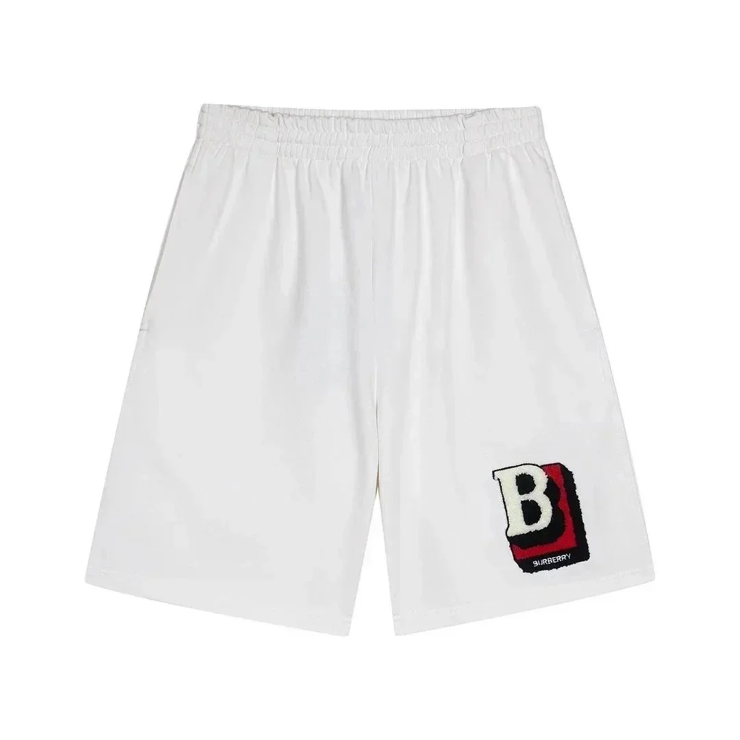 Burberry Burberry White B Logo Embroidered Shorts White - 1