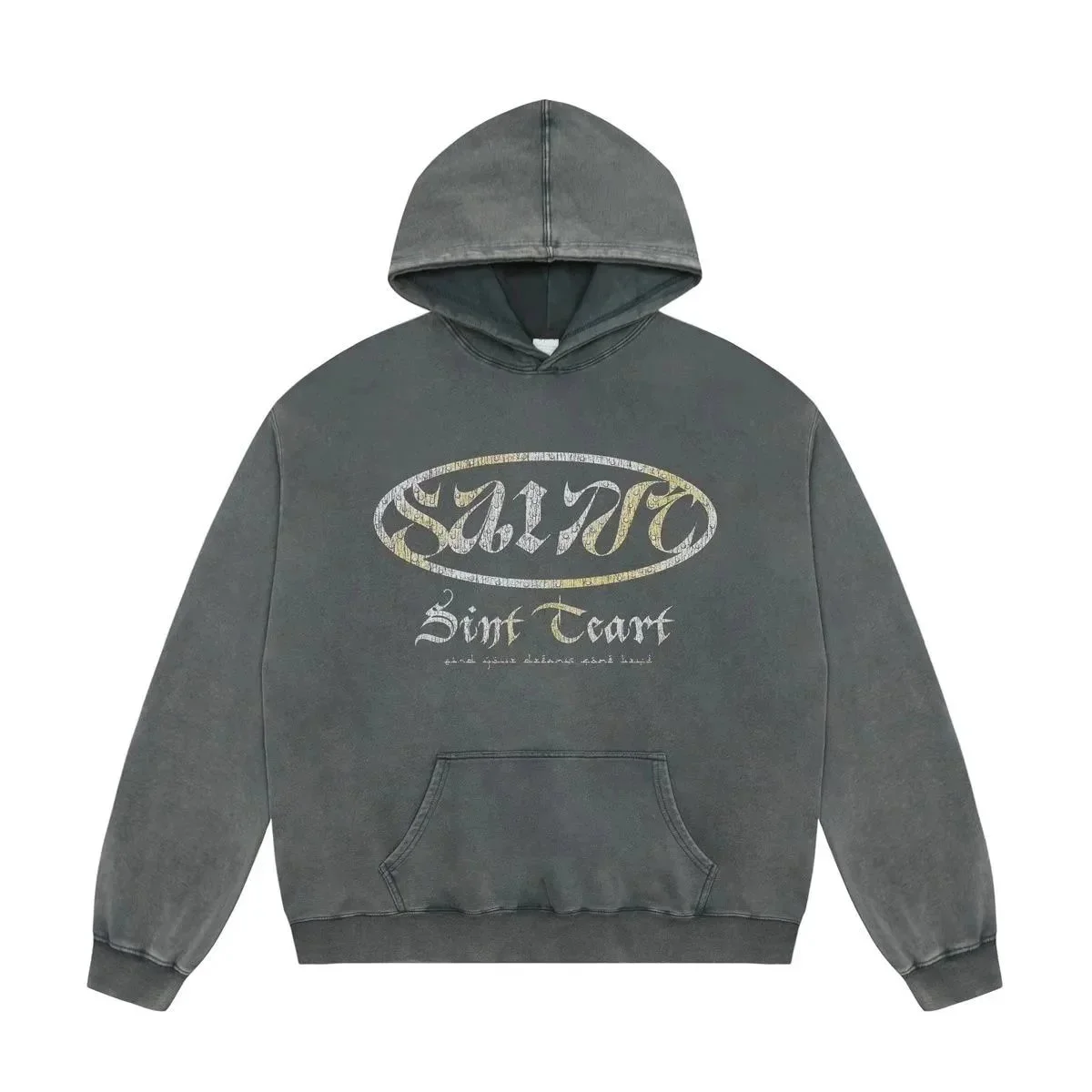 Other Unisex Washed Grey 'Saint Sint Teart' Hoodie Grey - 1