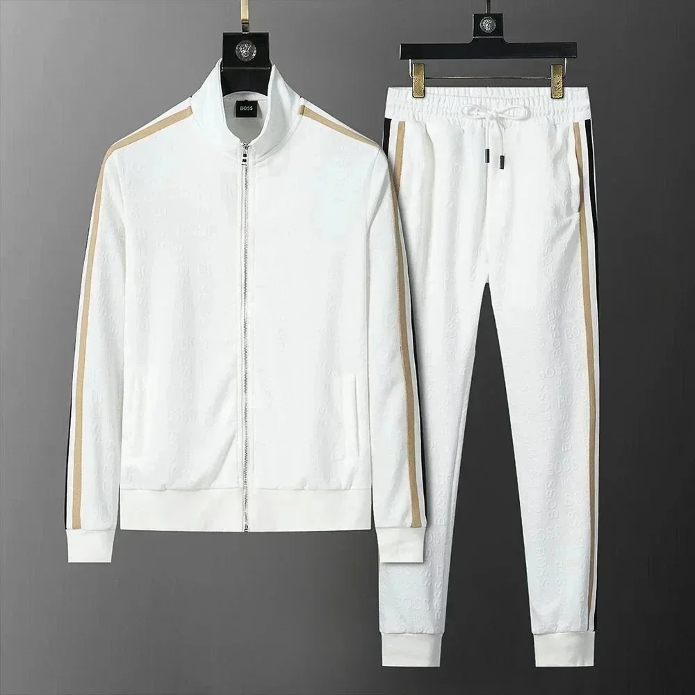 Hugo Boss Hugo Boss White Embossed Tracksuit with Gold Stripes White - 1