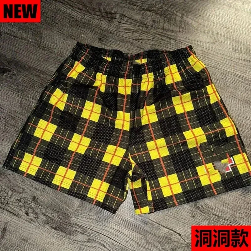 Other Unisex Plaid Mesh Shorts Yellow/Black Yellow - 1