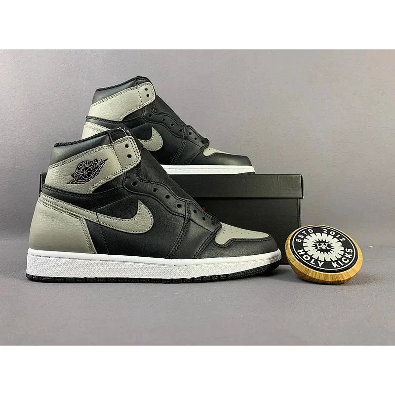 Jordan Nike Air Jordan 1 Black Grey High Top Sneakers Black - 1