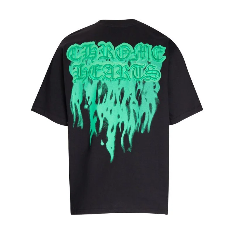 Chrome Hearts Chrome Hearts Black Green Flame T-Shirt Black - 1