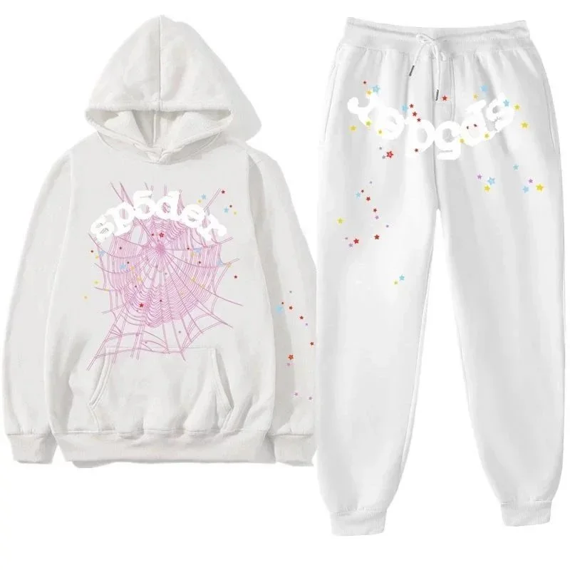 Other White Spider Web Print Tracksuit Set White - 1