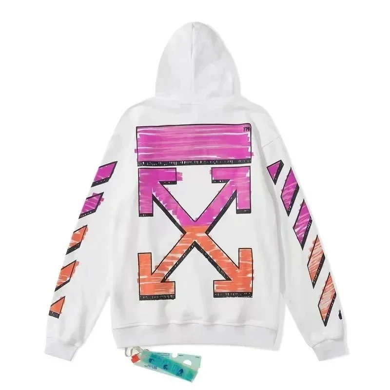 Off-White Off-White Out Of Office White Hoodie with Colorful Arrows White - 1