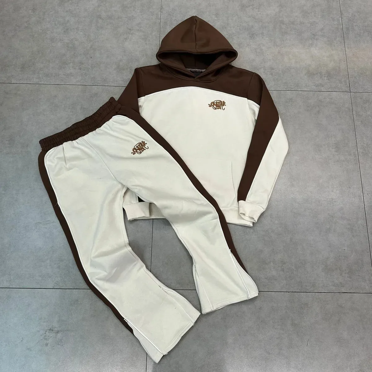 Other Colorblock Hoodie & Pants Set in Beige/Brown Beige - 1