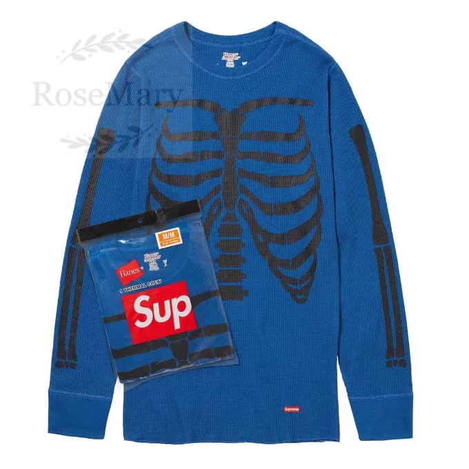 Supreme Supreme Blue Skeleton Thermal T-Shirt Blue - 1