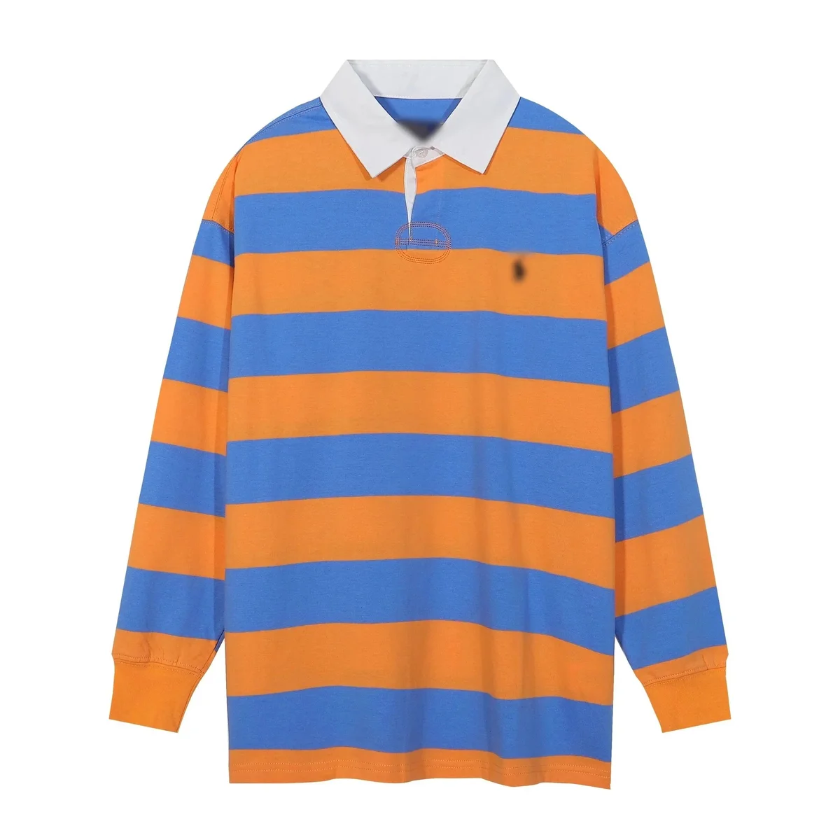 Other Striped Long Sleeve Polo Shirt Orange/Blue Orange - 1