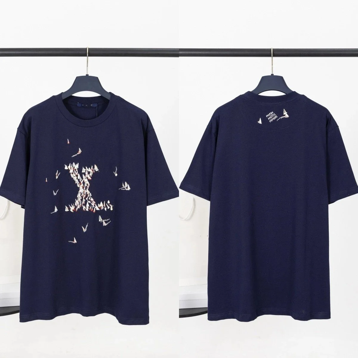 Other Unisex Navy X Bird Print T-Shirt Navy - 1