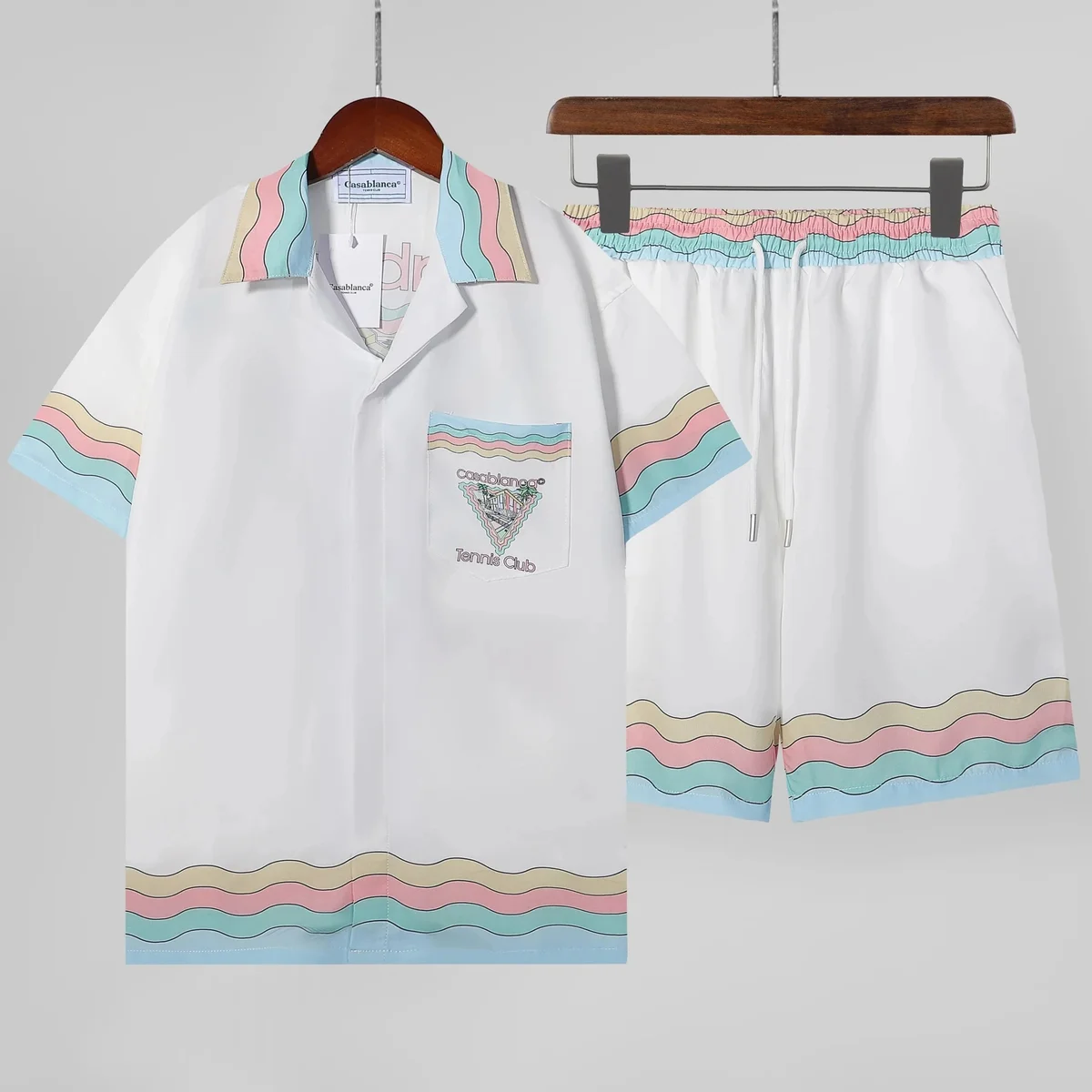 Casablanca Casablanca Tennis Club White & Pastel Stripe Co-ord Set White - 1