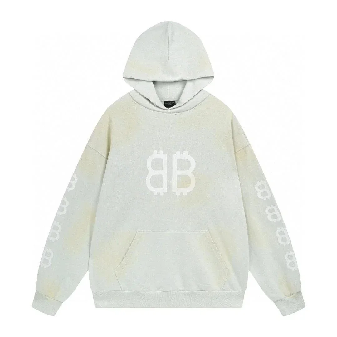 Balenciaga Unisex Bitcoin Hoodie Sweatshirt White - 1