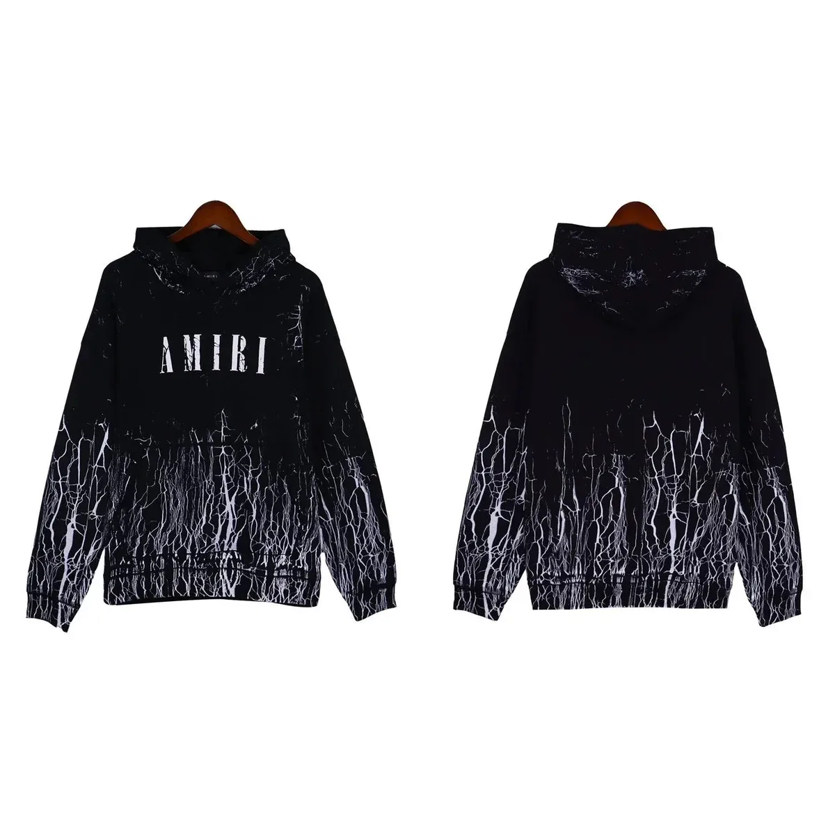 Amiri Amiri Black White Marble Print Hoodie Black - 1