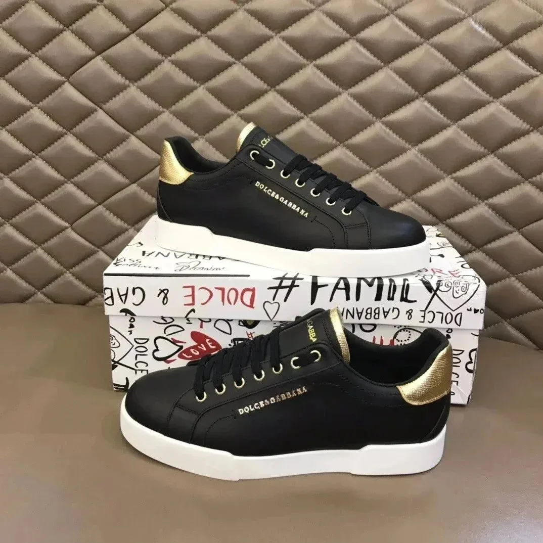 Dolce & Gabbana Dolce & Gabbana Black & Gold Leather Sneakers Black - 1