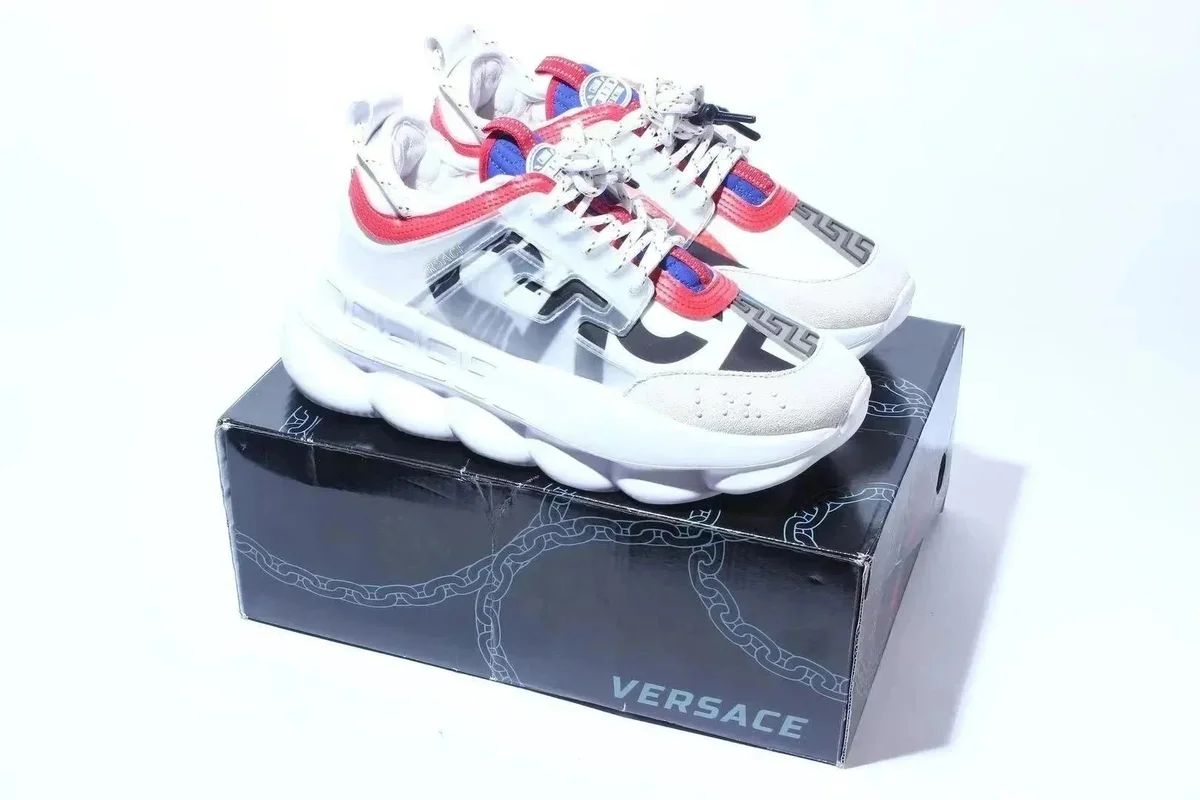 Versace Versace Chain Reaction White Red Blue Sneakers White - 1