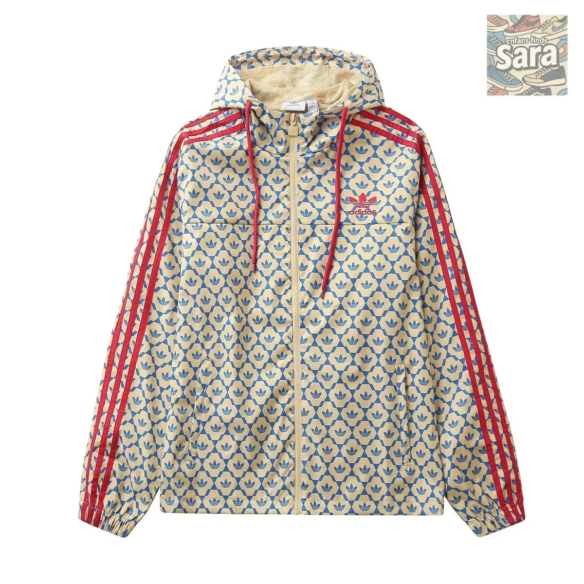 Adidas Adidas Trefoil Windbreaker Jacket Beige/Blue Beige