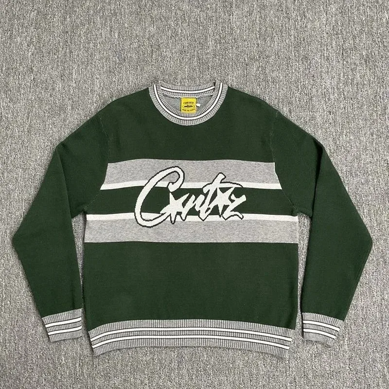 Trapstar Trapstar Green & Grey Striped Crewneck Sweater Green - 1