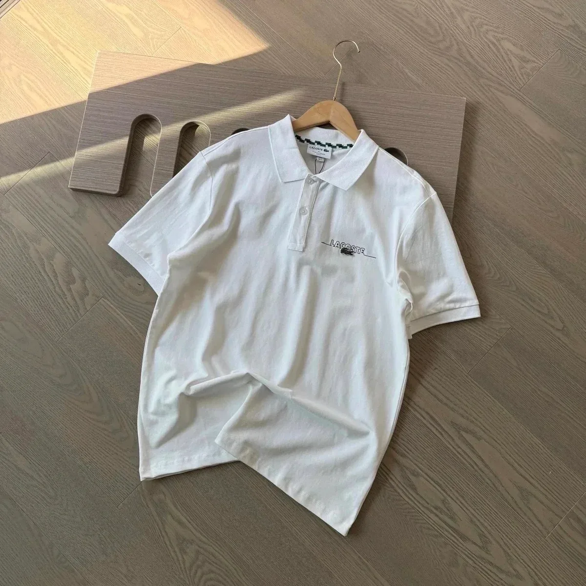 Lacoste Lacoste White Crocodile Logo Polo Shirt White - 1