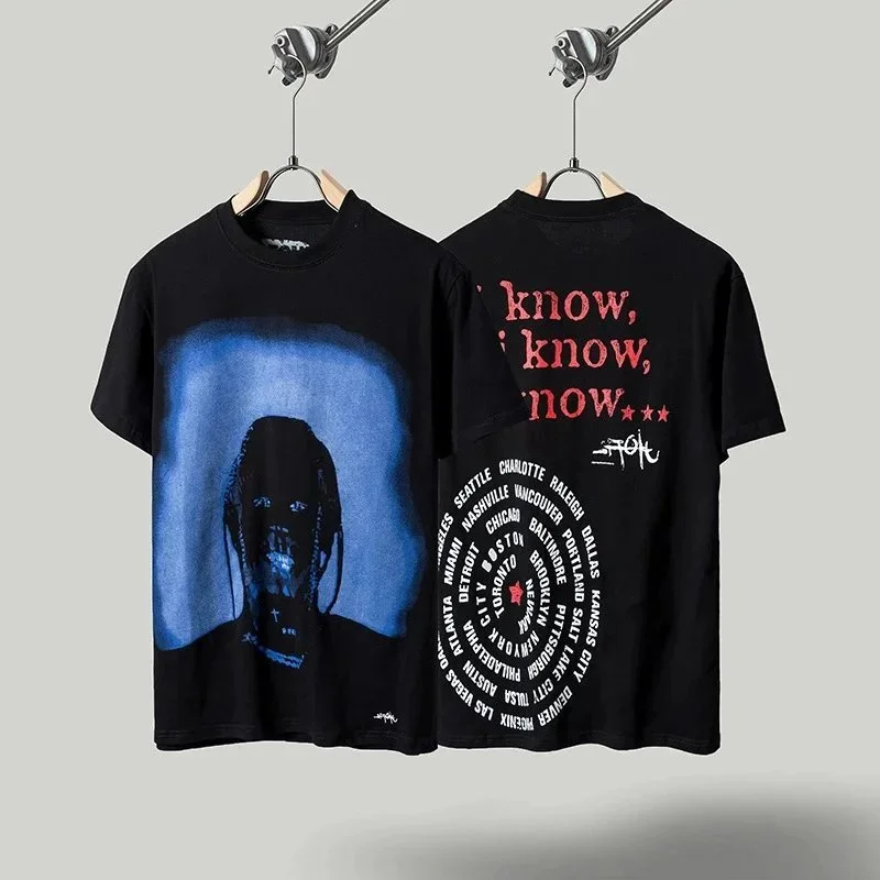 Travis Scott Black Graphic T-Shirt with Print Design Black - 1