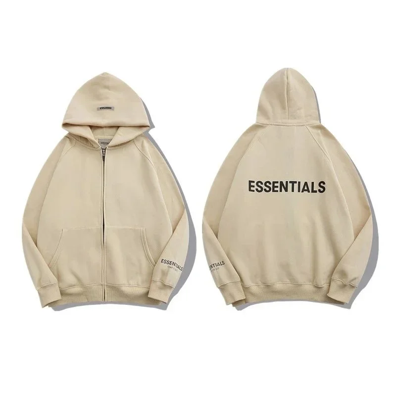 Fear of God Fear of God Essentials Beige Zip-Up Hoodie Beige - 1