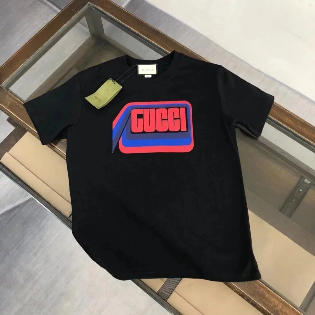 Gucci Gucci Black Red & Blue Logo T-Shirt Black - 1