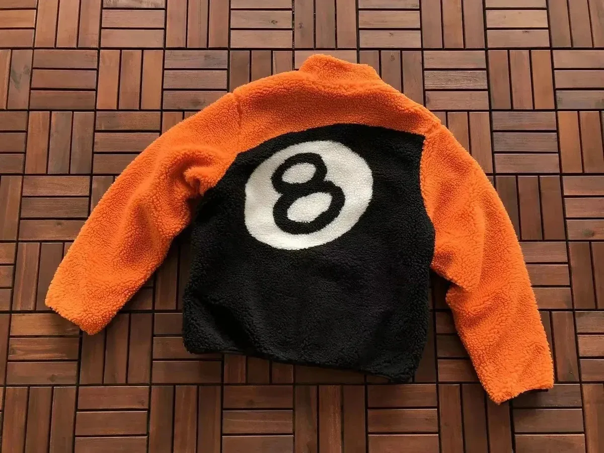 Other Unisex Orange & Black 8-Ball Fleece Jacket Orange - 1