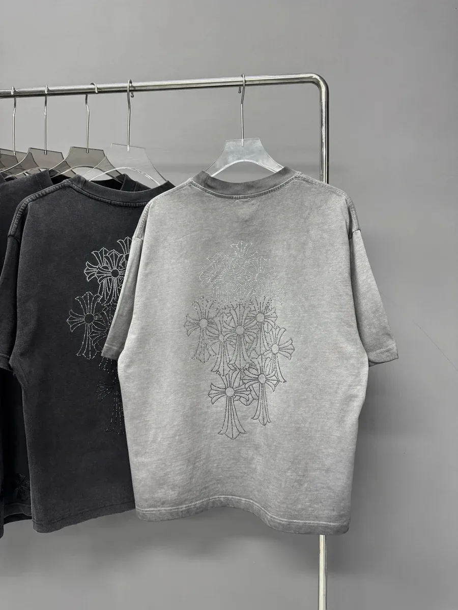 Chrome Hearts Chrome Hearts Cross Embroidered T-Shirt Grey Grey - 1