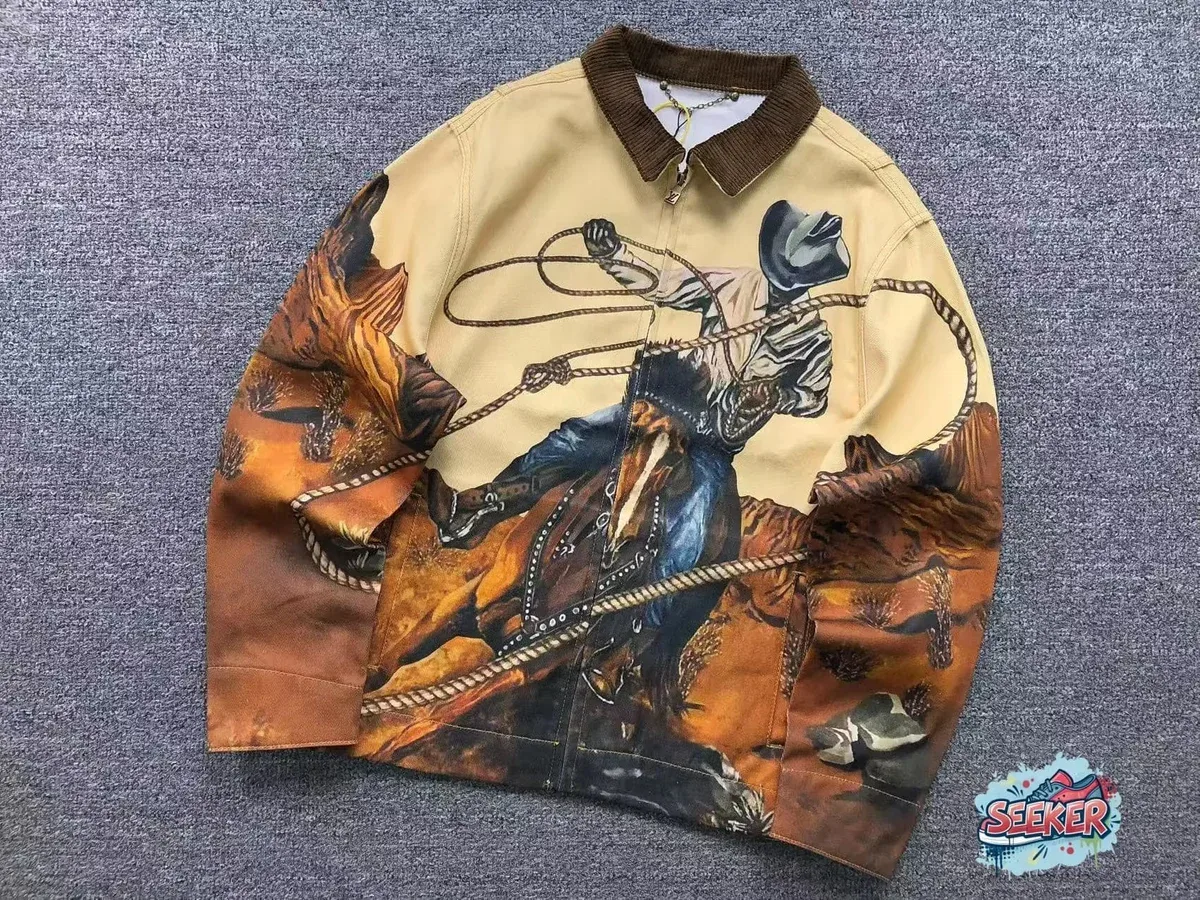 Other Unisex Western Print Jacket Beige - 1